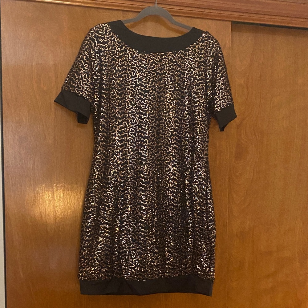 SHEIN Black and Gold Mini Dress